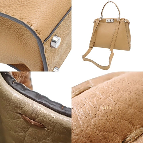 Fendi Selleria Peekaboo Regular Calfskin Bag, Brown, 8BN290 Q0J F0E8L, 2-way shoulder bag/crossbody bag.