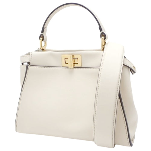 PEEKABOOMINI Peekaboo Mini Calfskin Off-White 8BN244 AF2W F1DUE 2-Way Shoulder Bag (Can be worn as a shoulder bag or crossbody bag)
