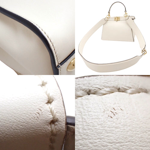 PEEKABOOMINI Peekaboo Mini Calfskin Off-White 8BN244 AF2W F1DUE 2-Way Shoulder Bag (Can be worn as a shoulder bag or crossbody bag)