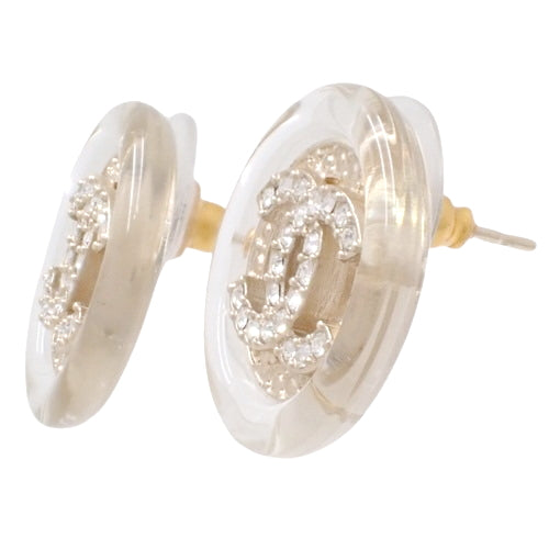 Coco Mark Rhinestone Circle Earrings Metal (GP) Accessories Jewelry