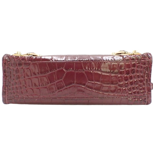 Classic Metallic Edge Mini City Leather Bag, Bordeaux, 390160, 2-way shoulder bag, can be carried on the shoulder or crossbody, crocodile embossed.