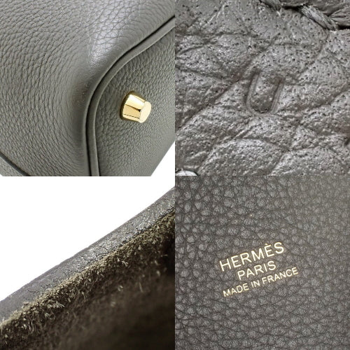 Picotin Lock PM, Toron Clemence leather, Graphite color, Gold hardware, U stamp.