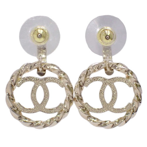 COCO MARK Hoop Earrings, Metal (GP), Rhinestone, Accessories, Jewelry, Round, Circle Logo