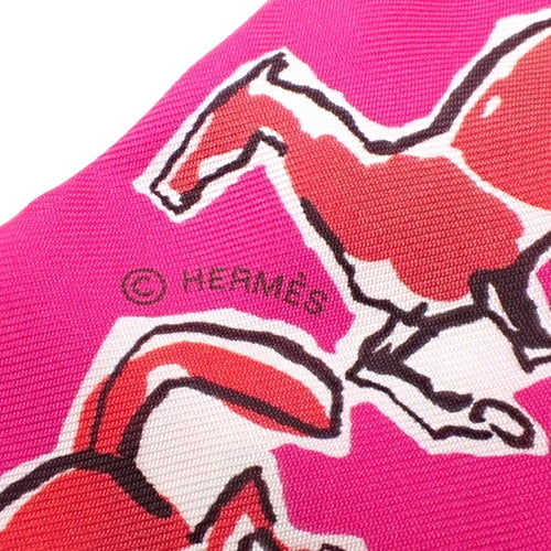 Chevaux En Liberte (Horses in Freedom) Twilly, Apparel, Fashion Accessories, Bag Accessories, Silk, Rose Indian Rouge
