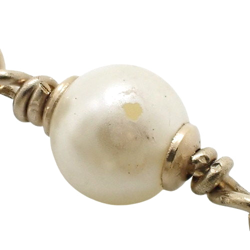 Coco Mark Pearl Long Necklace Metal (GP) Faux Pearl Accessory Jewelry Flower