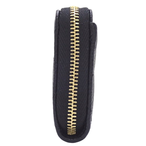 Matelasse Classic Zip Coin Purse, Caviar Skin, Black, AP0216. Wallet, Round Zipper, Mini Wallet, CC Mark, Card Case.