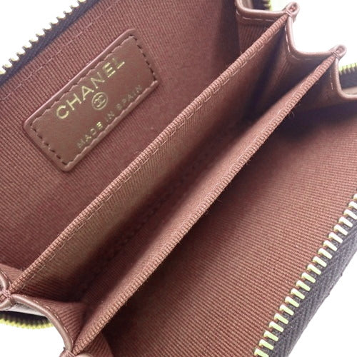 Matelasse Classic Zip Coin Purse, Caviar Skin, Black, AP0216. Wallet, Round Zipper, Mini Wallet, CC Mark, Card Case.