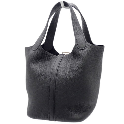 Picotin Lock PM, Toron Clemence leather, black, gold hardware, D stamp.