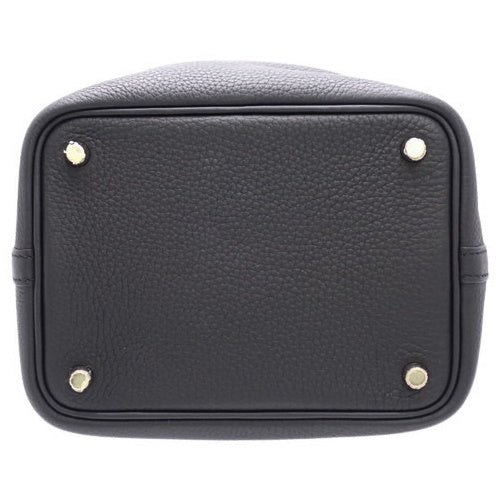 Picotin Lock PM, Toron Clemence leather, black, gold hardware, D stamp.