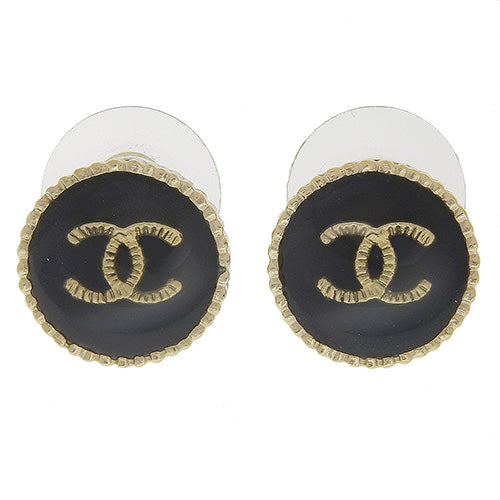 Coco Mark Round Earrings, Metal (GP), Accessory, Jewelry, Circle, Round Shape