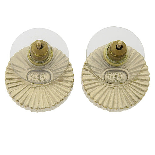 Coco Mark Round Earrings, Metal (GP), Accessory, Jewelry, Circle, Round Shape
