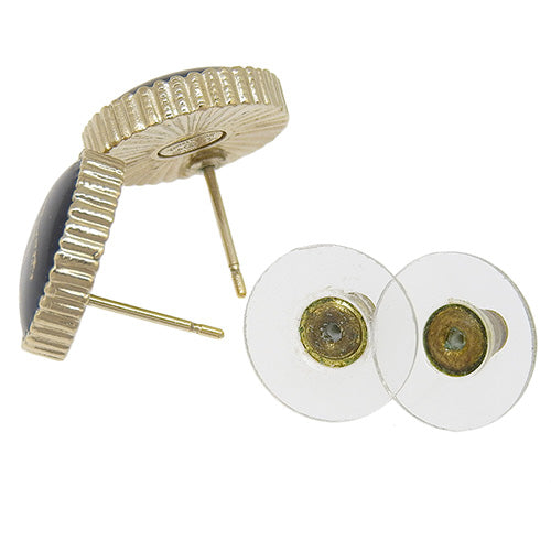 Coco Mark Round Earrings, Metal (GP), Accessory, Jewelry, Circle, Round Shape