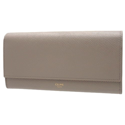 Large Flap Wallet, Grain Calfskin, Greige, 10B563BEL, Long Wallet, Bifold, Two-Fold