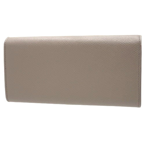 Large Flap Wallet, Grain Calfskin, Greige, 10B563BEL, Long Wallet, Bifold, Two-Fold
