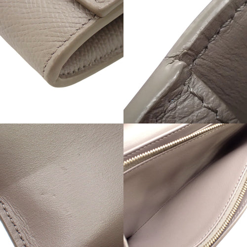 Large Flap Wallet, Grain Calfskin, Greige, 10B563BEL, Long Wallet, Bifold, Two-Fold
