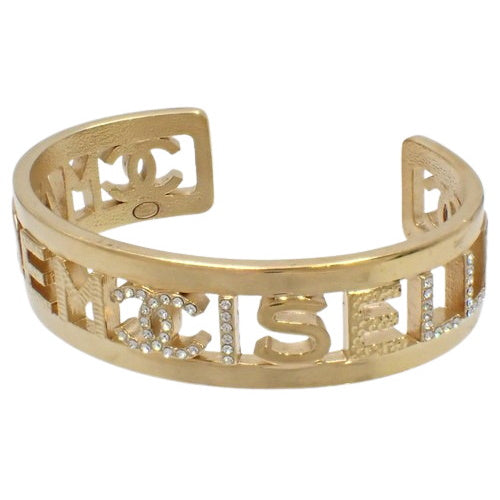 Coco Mark Rhinestone Bangle, Metal (GP) Accessory Jewelry
