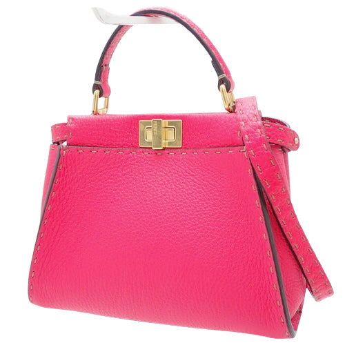 Fendi Selleria Peekaboo Mini Leather Bag, Fuchsia (8BN244 SFR F17U9), Shoulder Bag/2-Way Bag