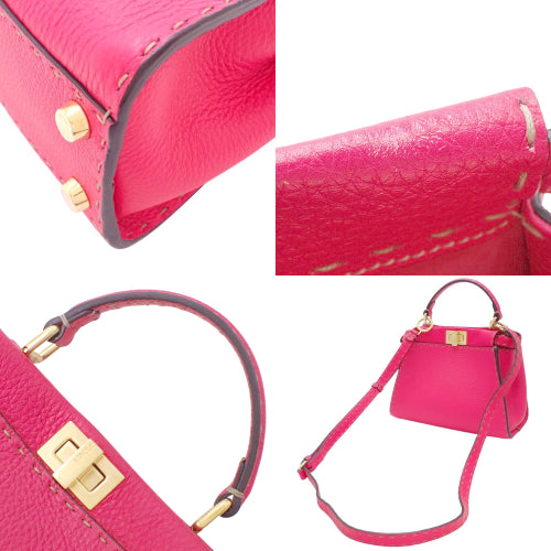 Fendi Selleria Peekaboo Mini Leather Bag, Fuchsia (8BN244 SFR F17U9), Shoulder Bag/2-Way Bag