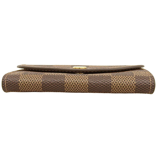 Damier Ebene Porte Monnaie Rosalie Compact Wallet with Card Case in Damier Canvas with Rose Ballerine Pattern N64423