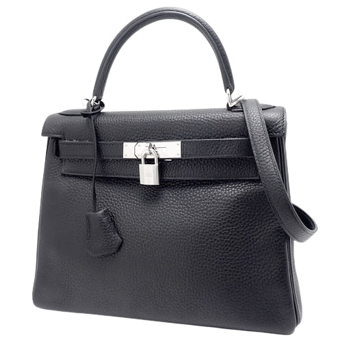 Kelly 28 (inner stitching) Taurillon Clemence leather with palladium hardware and J stamp