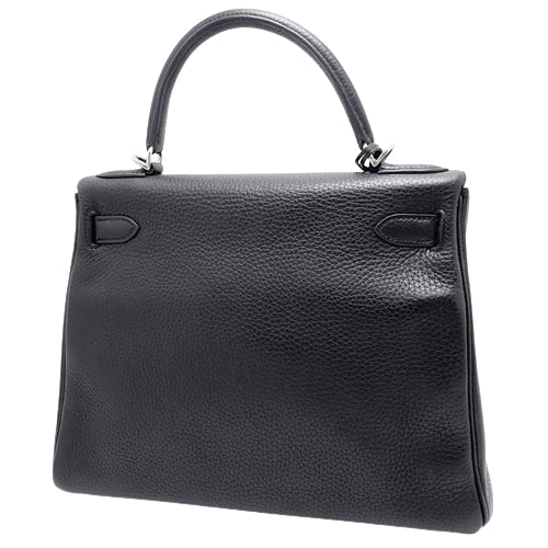 Kelly 28 (inner stitching) Taurillon Clemence leather with palladium hardware and J stamp