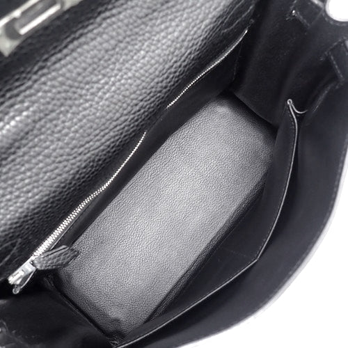 Kelly 28 (inner stitching) Taurillon Clemence leather with palladium hardware and J stamp