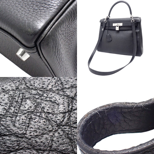 Kelly 28 (inner stitching) Taurillon Clemence leather with palladium hardware and J stamp