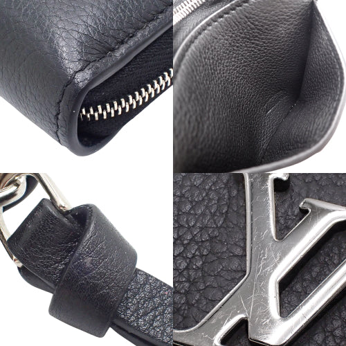 Zippy Coin Purse Lockme Mini Wallet Card Case in Calfskin Noir M80099