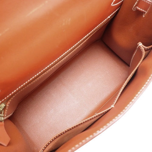 ケリー 28 (外縫い) ボックスカーフ ブリック ゴールド金具 □F刻印