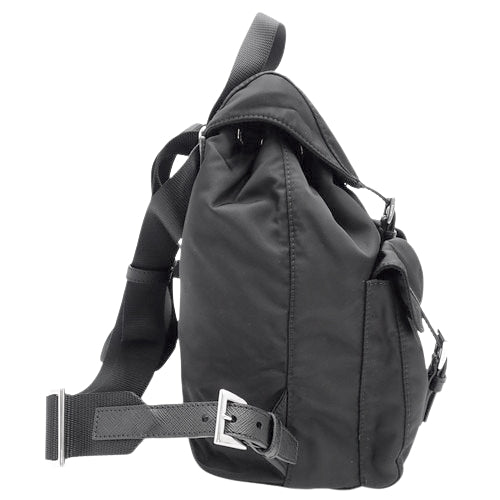 Small Re-Nylon Shoulder Backpack, Nylon, NERO, 1BZ677