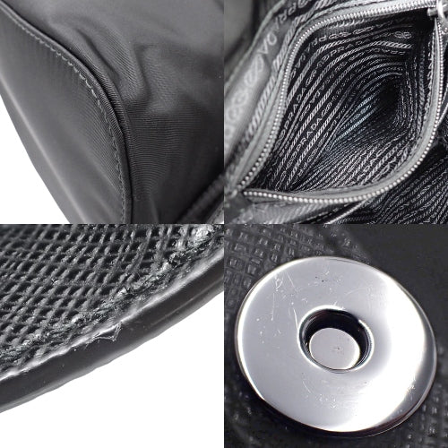 Small Re-Nylon Shoulder Backpack, Nylon, NERO, 1BZ677