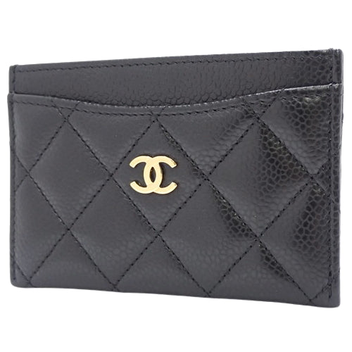 Matelasse Coco Mark Card Holder in Caviar Leather