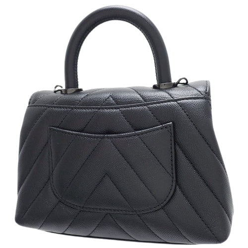 V-Stitch Coco Handle XXS, So Black, Caviar Skin, Black, 2-Way Shoulder Bag/Top Handle
