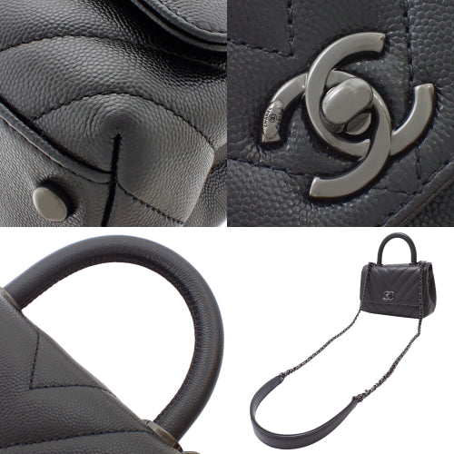 V-Stitch Coco Handle XXS, So Black, Caviar Skin, Black, 2-Way Shoulder Bag/Top Handle