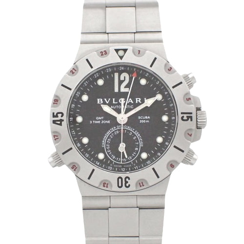 Diagono Scuba GMT SD38SGMT SS Stainless Steel Automatic Black Silver