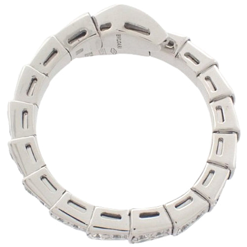 Serpenti Viper Ring with Diamonds, 354708 (current as of March 2024) in 18K White Gold with Pavé Diamond Snake Design, Size 13 (53).