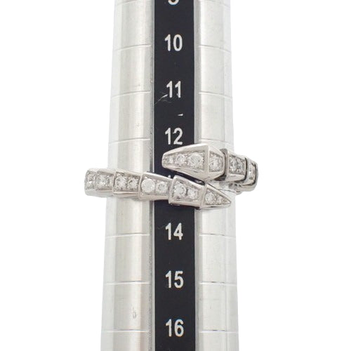 Serpenti Viper Ring with Diamonds, 354708 (current as of March 2024) in 18K White Gold with Pavé Diamond Snake Design, Size 13 (53).