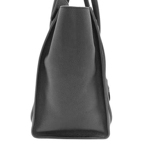Luggage Mini Shopper, Drummed Calfskin, Black Tote Bag, Old Logo