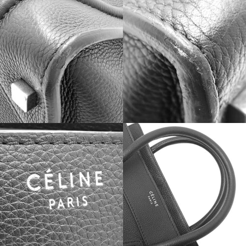 Luggage Mini Shopper, Drummed Calfskin, Black Tote Bag, Old Logo