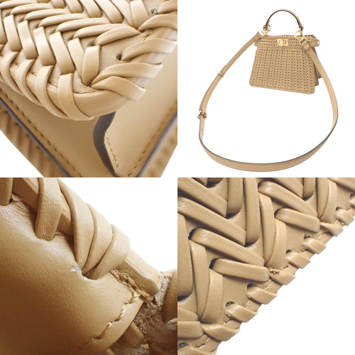 Peekaboo ISeeU Mini, Nappa Leather, Brown, 8BN335ANX8F1C6L, Woven Shoulder Bag