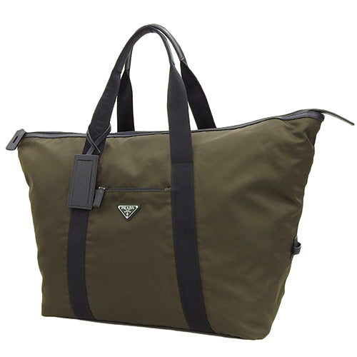 Triangle logo tote bag, nylon, TESSUTO SAFFIANO MIMETICO/NERO 2VC796, handbag, travel bag.