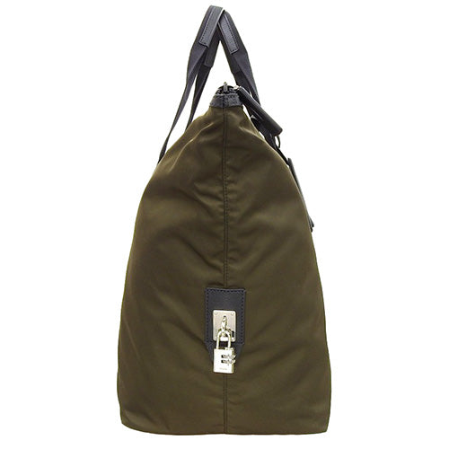Triangle logo tote bag, nylon, TESSUTO SAFFIANO MIMETICO/NERO 2VC796, handbag, travel bag.