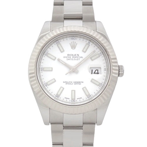 【保証書付】116334 デイトジャスト 41mm V番(2009年) 自動巻き オイスターブレス 2009年10月購入 ホワイト シルバー