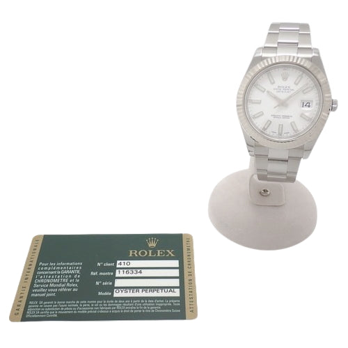 【保証書付】116334 デイトジャスト 41mm V番(2009年) 自動巻き オイスターブレス 2009年10月購入 ホワイト シルバー