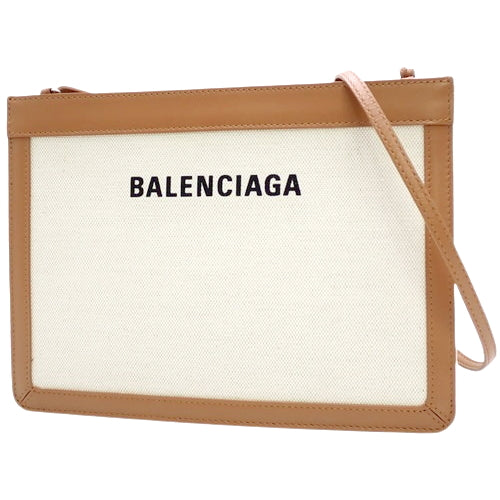 Navy pochette, canvas and leather, brown and off-white, 339937, crossbody, shoulder bag, clutch.