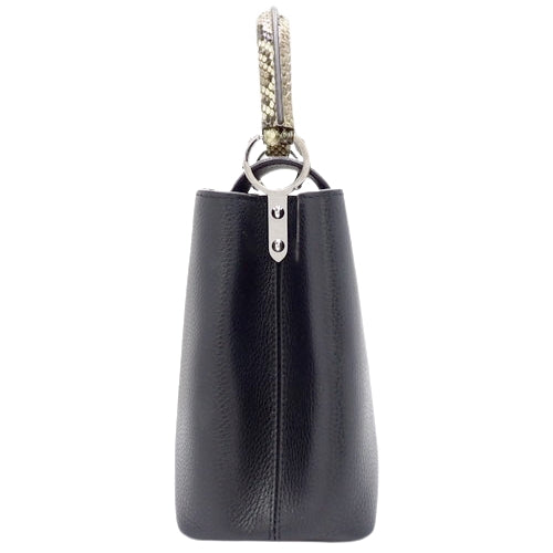 Capucine MM, Python, Triomphe Leather, Noir, N92800 (currently in production as of January 2024), 2-way shoulder bag, can be worn on the shoulder or crossbody.