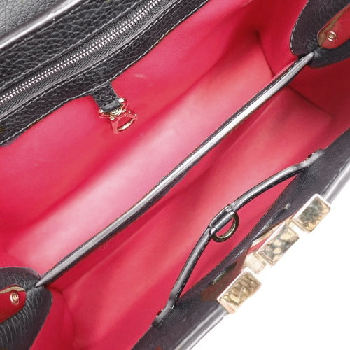 Capucine MM, Python, Triomphe Leather, Noir, N92800 (currently in production as of January 2024), 2-way shoulder bag, can be worn on the shoulder or crossbody.