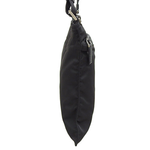 Logo Plate Square Shoulder Bag, Nylon, Black, Shoulder Bag, Crossbody Bag