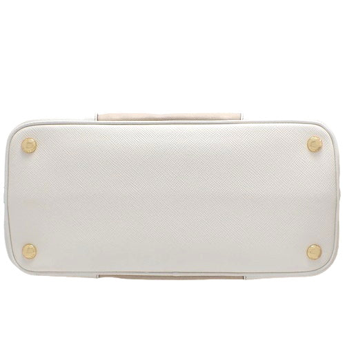 CANAPA (Kana-pa) Canvas and Saffiano Leather 2-way Shoulder Bag, Tote Bag, Color: Corda + Bianco, Model: BN2887
