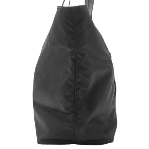 Tessuto Tote Bag, Handbag, Shopping Bag with Triangle Logo, Nylon and Saffiano Leather, NERO, BR4339